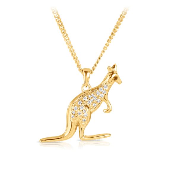 Australian Diamonds Argyle White Diamond Kangaroo Pendant in 9ct Yellow Gold
