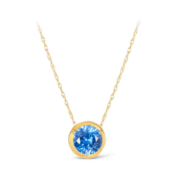 Created Round Sapphire & Diamond Reversible Necklace in 9ct Yellow Gold TDW 0.01ct