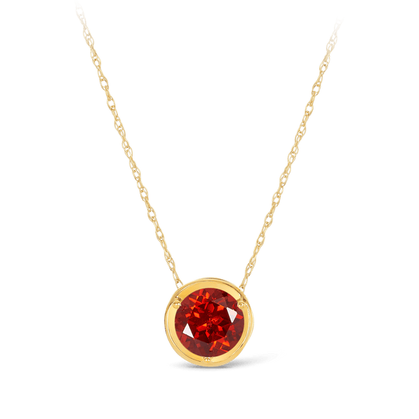 Created Round Ruby & Diamond Reversible Necklace in 9ct Yellow Gold TDW 0.01ct