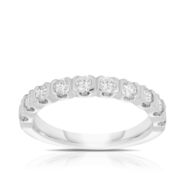 0.79ct TW Round Brilliant Cut Diamond Wedding & Anniversary Ring in 18ct White Gold