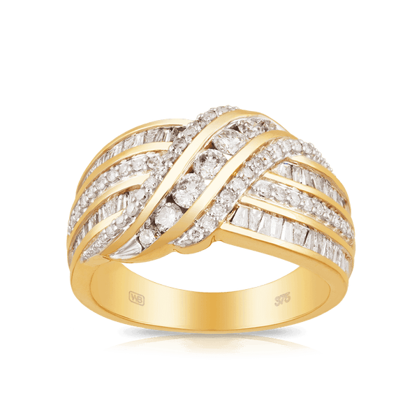 9ct Yellow Gold Diamond Dress Ring TW 1.00ct - Wallace Bishop