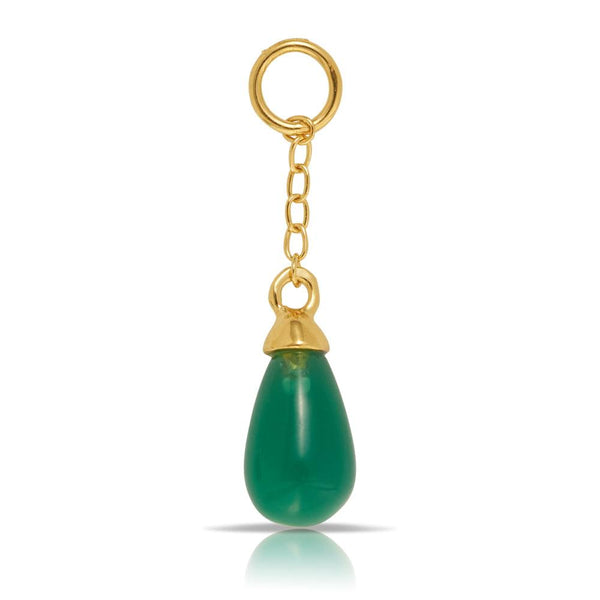 Beyond Time Sterling Silver & Gold Plated Dark Green Agate Drop Charm - Wallace Bishop