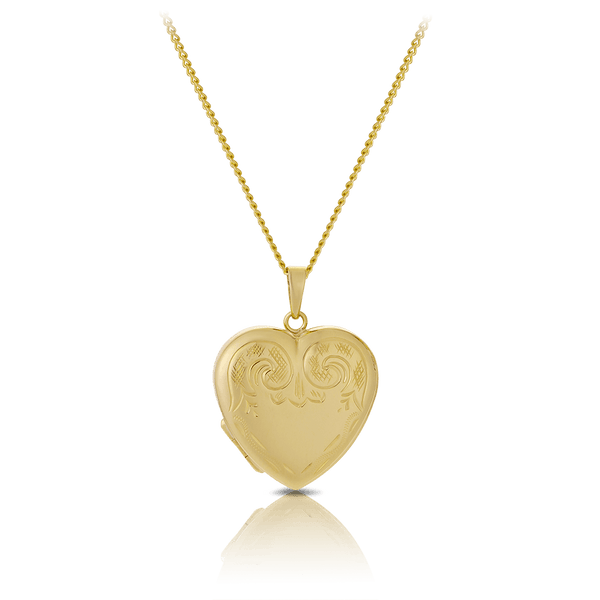 Engraved Heart Locket in 9ct Yellow Gold - Wallace Bishop