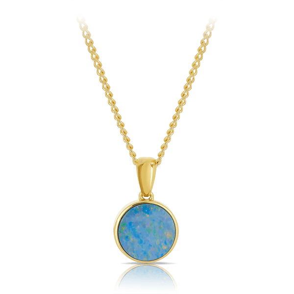 Opal Round Pendant in 9ct Yellow Gold - Wallace Bishop