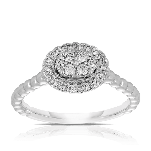 0.25ct TW Diamond Halo Engagement Ring in 9ct White Gold - Wallace Bishop