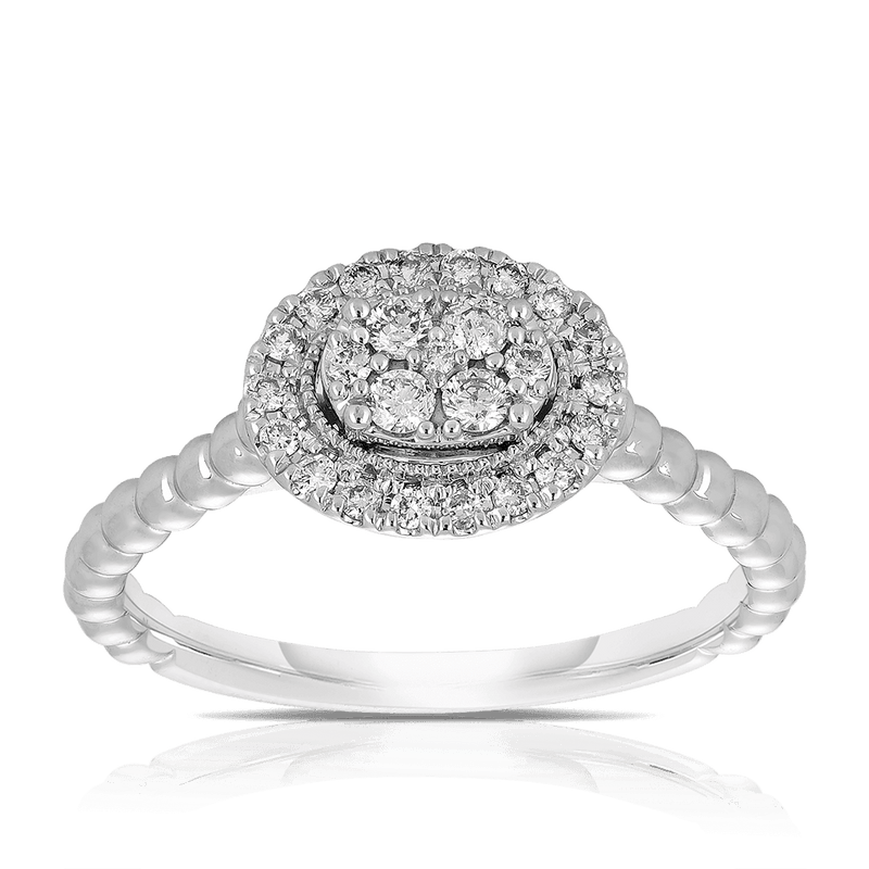 0.25ct TW Diamond Halo Engagement Ring in 9ct White Gold - Wallace Bishop