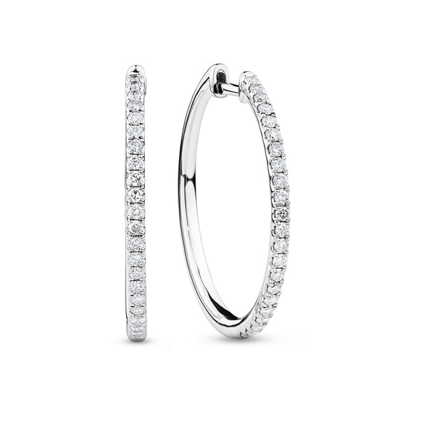 0.352ct TW Diamond Hoop Earrings in 9ct White Gold - Wallace Bishop