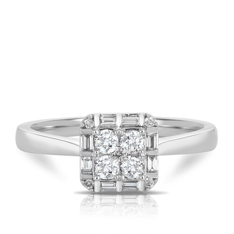 0.35ct TW Diamond Square Halo Engagement Ring in 9ct White Gold - Wallace Bishop