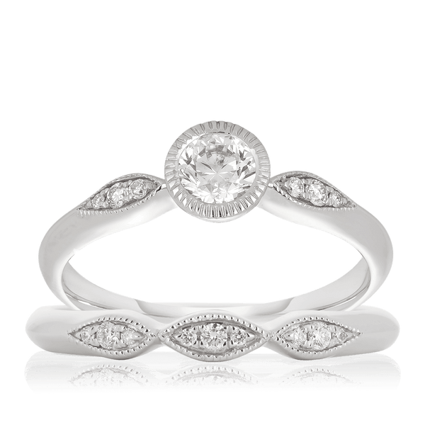 0.51ct TW Diamond Engagement & Wedding Bridal Set in 18ct White Gold - Wallace Bishop