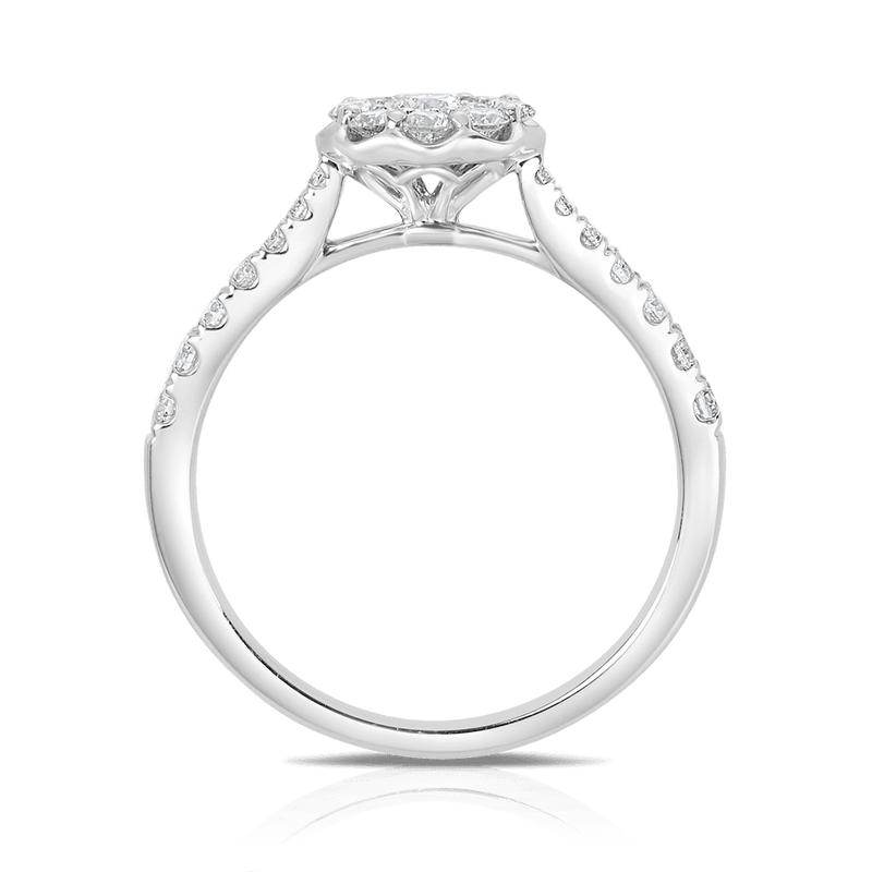 0.75ct TW Diamond Halo Engagement Ring in 9ct White Gold - Wallace Bishop