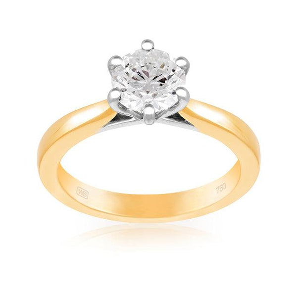 1.00ct Solitaire Diamond Engagement Ring in 18ct Yellow and White Gold - Wallace Bishop
