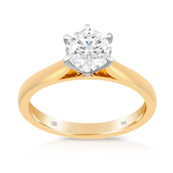 1ct TW Diamond Solitaire Engagement Ring in 18ct Yellow and White - Wallace Bishop