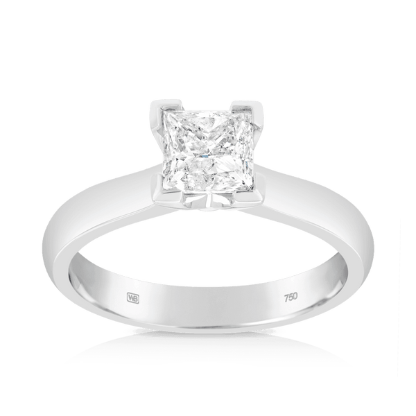 1ct TW Diamond Solitaire Square Engagement Ring in 18ct White Gold - Wallace Bishop