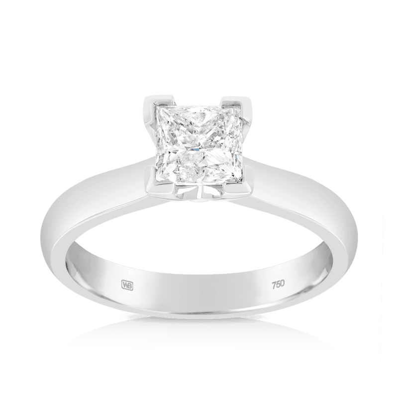 1ct TW Diamond Solitaire Square Engagement Ring in 18ct White Gold - Wallace Bishop