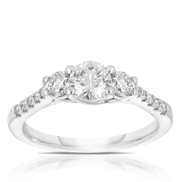 1ct TW Diamond Three Stone Engagement Ring in 9ct White Gold - Wallace Bishop