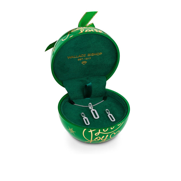 Cubic Zirconia Paperclip 2 Piece Set in Green Bauble