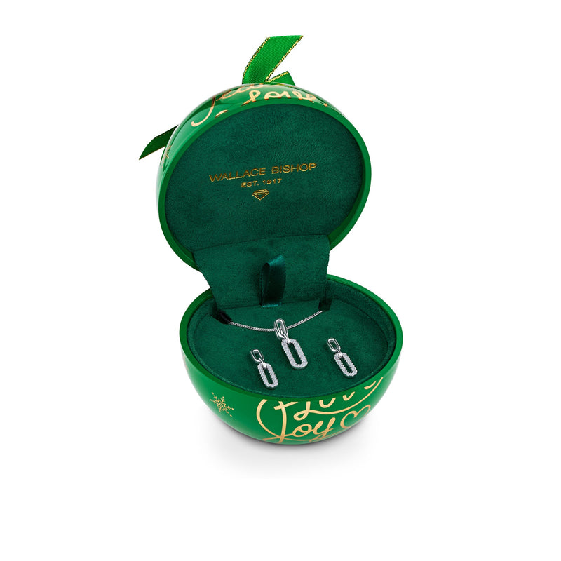 Cubic Zirconia Paperclip 2 Piece Set in Green Bauble