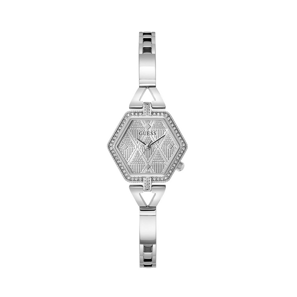 Guess Women's 28mm Silver Audrey Glitz Hexagonal Quartz Watch GW0680L1