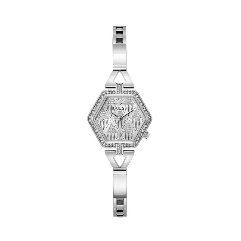 Guess Women's 28mm Silver Audrey Glitz Hexagonal Quartz Watch GW0680L1
