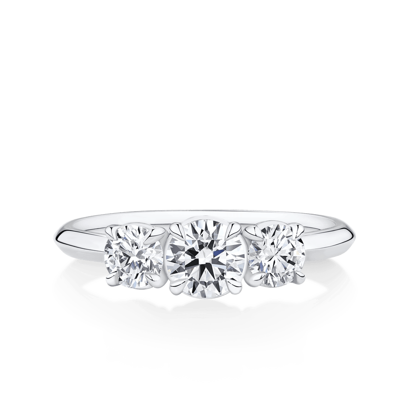 Amāre 1.00 Carat TW Diamond Three Stone Engagement Ring set in Platinum - Wallace Bishop