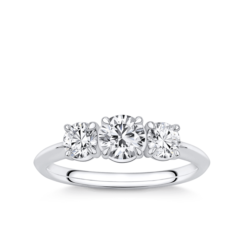 Amāre 1.00 Carat TW Diamond Three Stone Engagement Ring set in Platinum - Wallace Bishop
