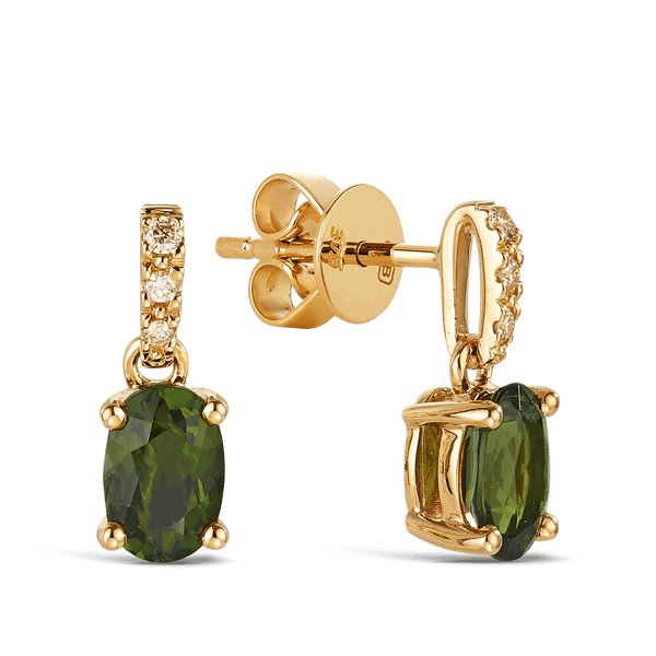 Bluebird™ Tourmaline & Diamond Drop Earrings in 9ct Yellow Gold - Wallace Bishop