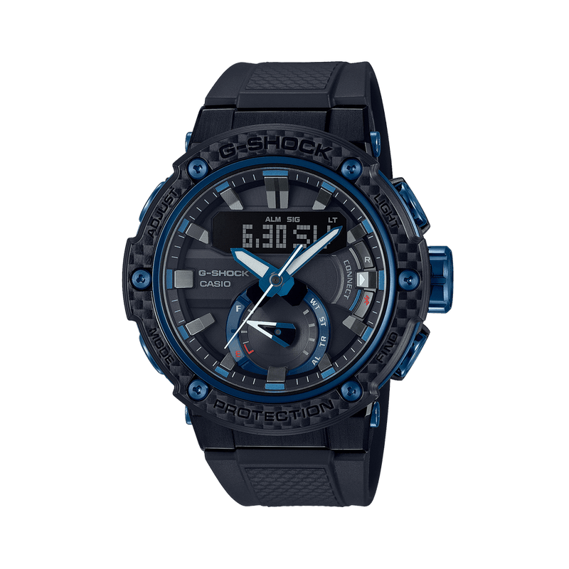 Casio Men's G-Shock Blue PVD Analogue Digital Sport Watch Black Dial - Wallace Bishop
