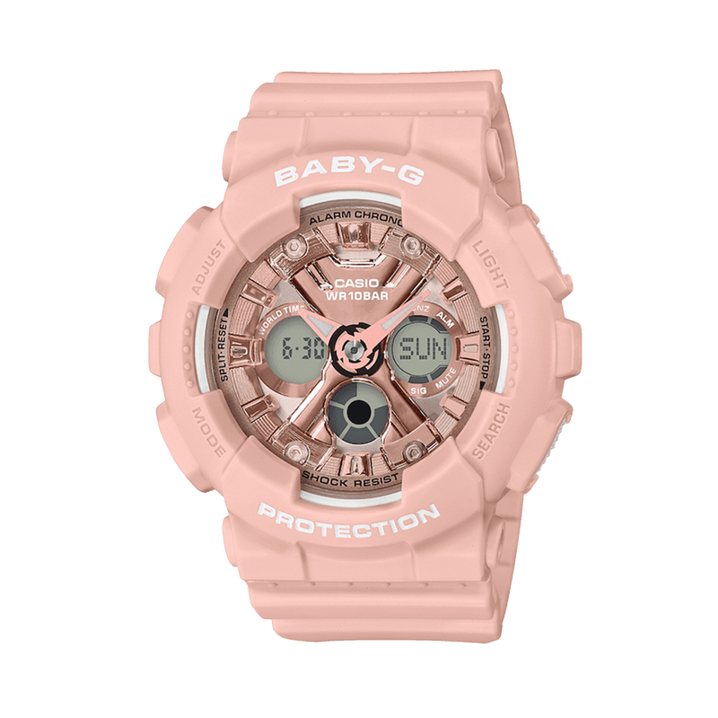 Casio Women's Baby-G Resin Analogue Digital Sport Watch Pink Dial BA130-4A