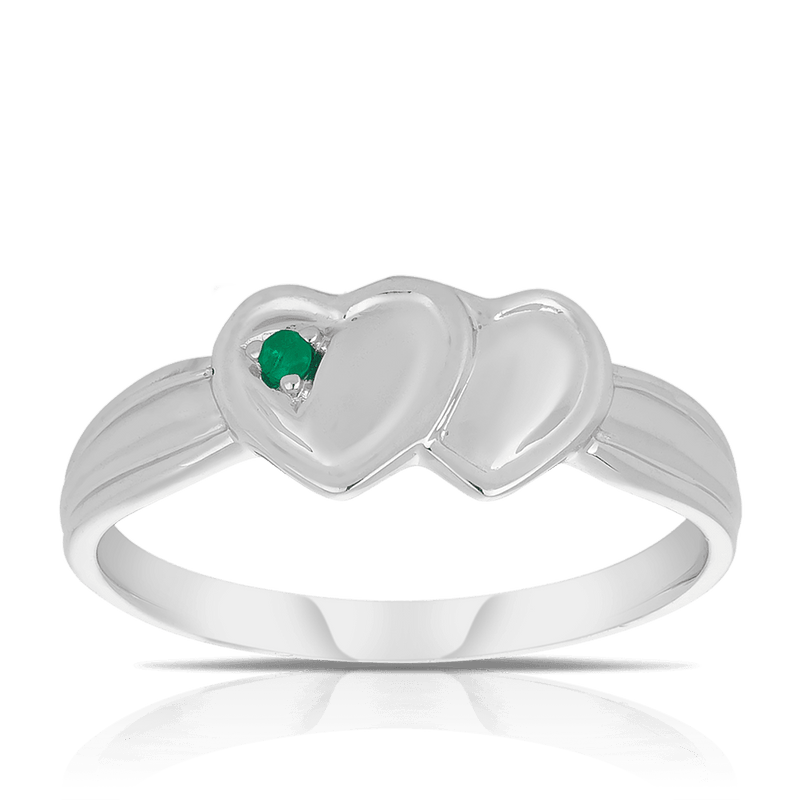 Children's Heart Emerald Ring in Sterling Silver - Wallace Bishop