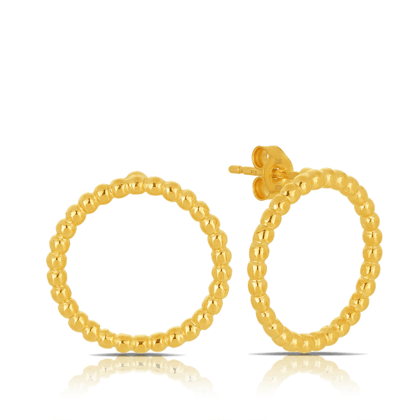 Circle Beaded Stud Earrings in 9ct Yellow Gold - Wallace Bishop