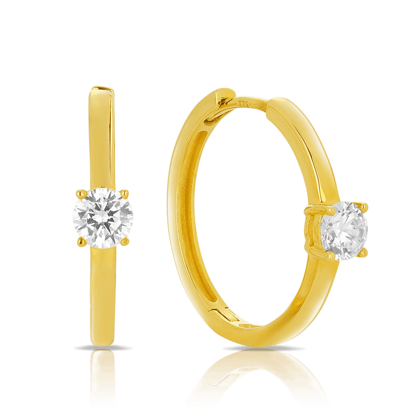 Cubic Zirconia Hoops in 9ct Yellow Gold - Wallace Bishop
