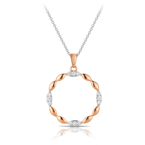 Diamond Circle Pendant in 9ct White and Rose Gold TGW 0.25ct - Wallace Bishop