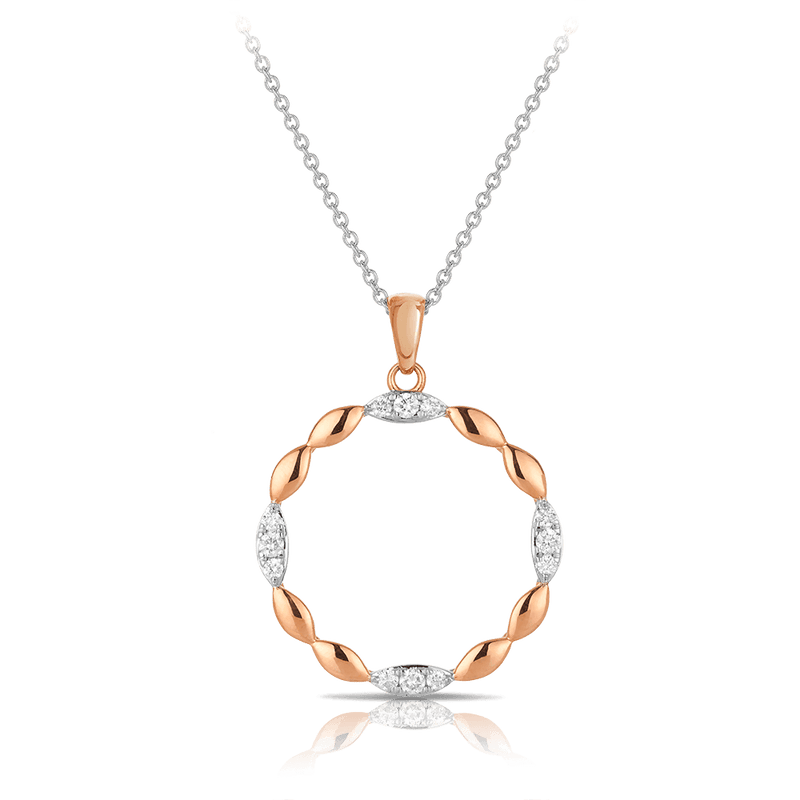 Diamond Circle Pendant in 9ct White and Rose Gold TGW 0.25ct - Wallace Bishop