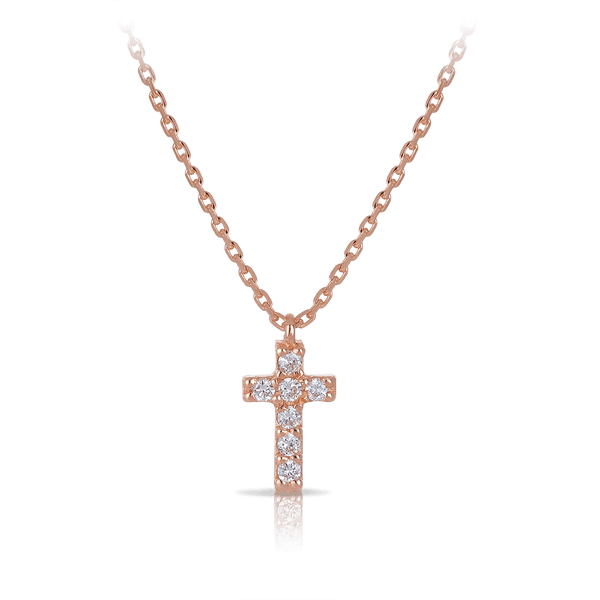 Diamond Cross Necklace set in 9ct Rose Gold - Wallace Bishop