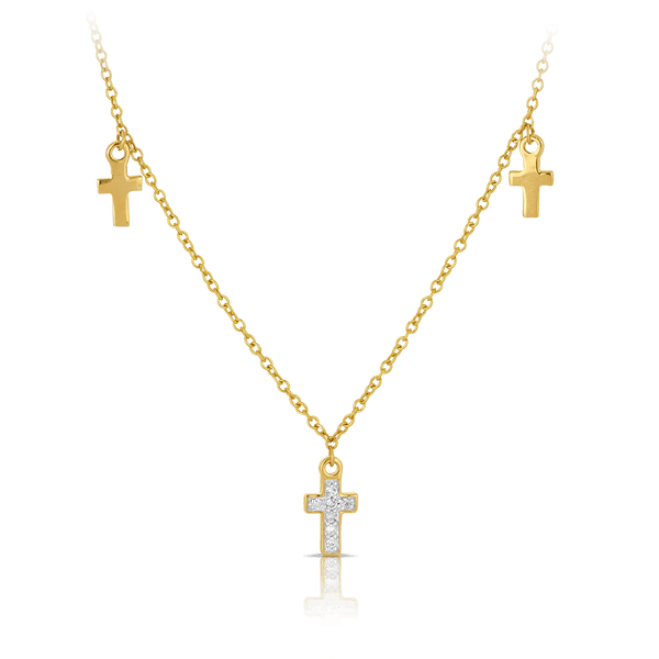 Diamond Cross Trio Necklace set in 9ct Yellow Gold - Wallace Bishop