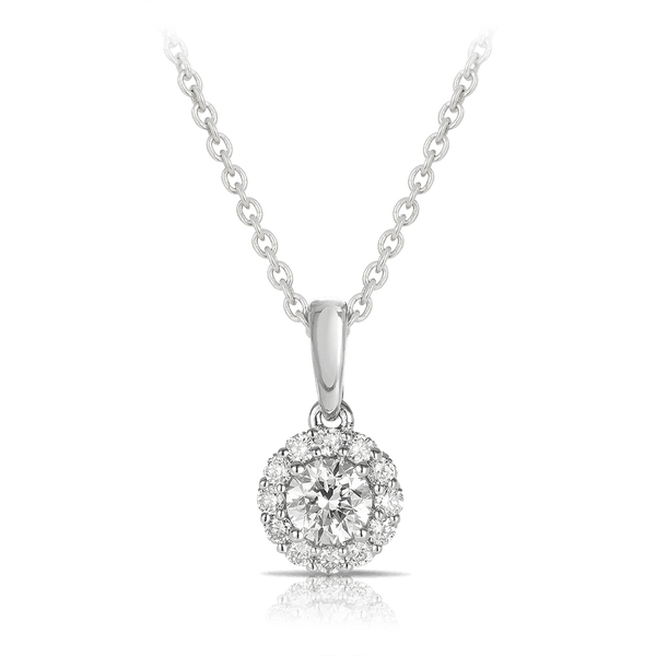 Diamond Halo Pendant in 9ct White Gold TGW 0.53ct - Wallace Bishop