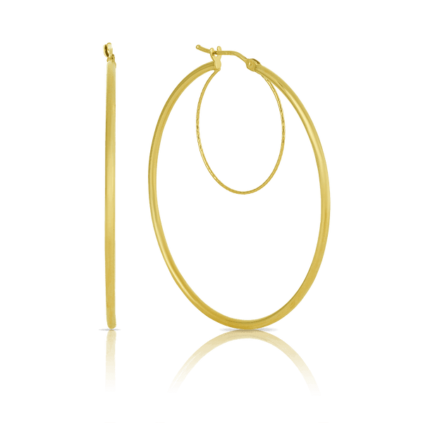 Double Hoop Earrings in 9ct Yellow Gold - Wallace Bishop