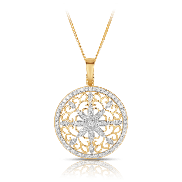 Fancy Circle Pendant in 9ct Yellow Gold - Wallace Bishop