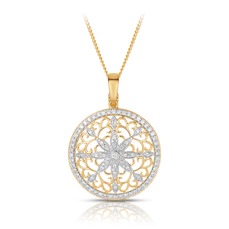 Fancy Circle Pendant in 9ct Yellow Gold - Wallace Bishop