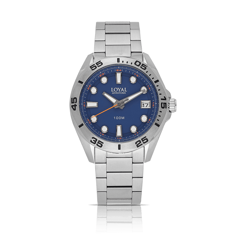 Loyal Men s Adventurer Stainless Steel Quartz Sport Watch Blue Dial