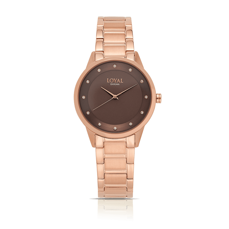 Loyal Women's Enigma Rose PVD Quartz Dress Watch Brown Dial - Wallace Bishop