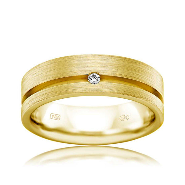Men's Diamond Wedding Band in 9ct Yellow Gold TGW 0.03 - Wallace Bishop