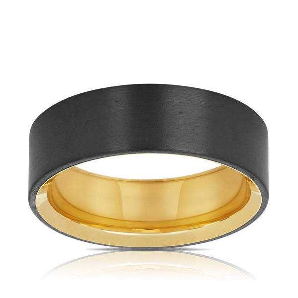 Men's Wedding Band in Zirconium & 9ct Yellow Gold