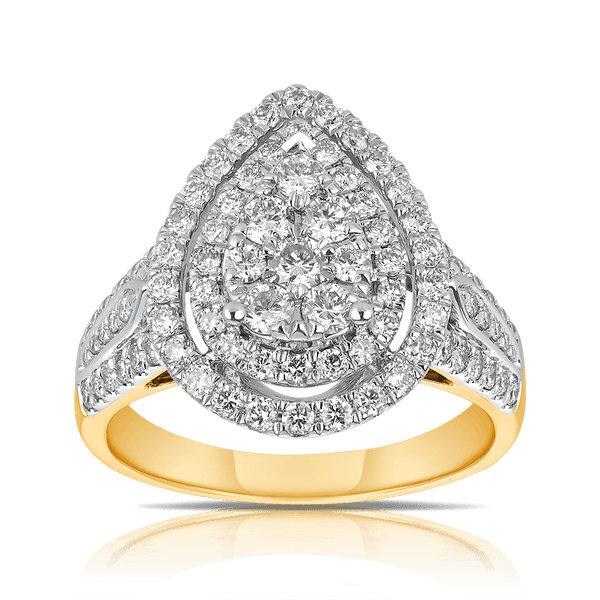Pear Shape Diamond Dress Ring in 9ct Yellow Gold TGW 1.24ct - Wallace Bishop