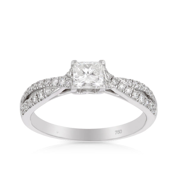 Princess Cut Diamond Engagement Ring in 18ct White Gold TDW 0.820 - Wallace Bishop