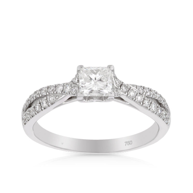 Princess Cut Diamond Engagement Ring in 18ct White Gold TDW 0.820 - Wallace Bishop