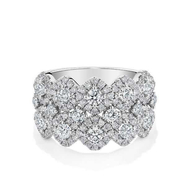 Round Brilliant Cut Diamond Clustered Ring in 18ct White Gold - Wallace Bishop