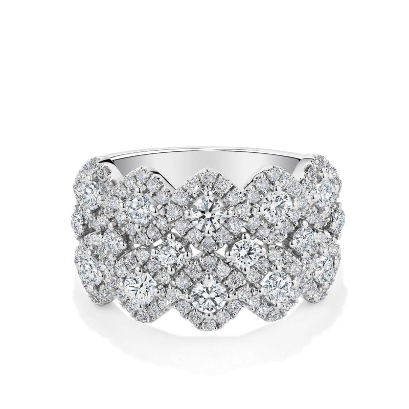 Round Brilliant Cut Diamond Clustered Ring in 18ct White Gold - Wallace Bishop
