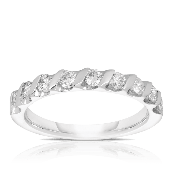 Round Brilliant Cut Diamond Wedding & Anniversary Ring in 18ct White Gold - Wallace Bishop