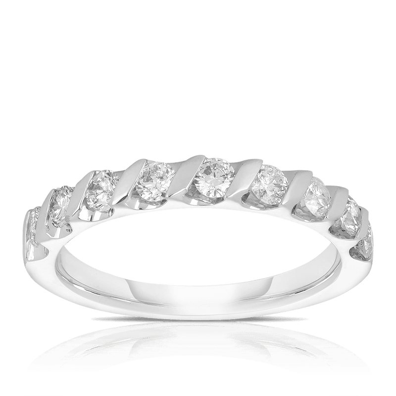 Round Brilliant Cut Diamond Wedding & Anniversary Ring in 18ct White Gold - Wallace Bishop